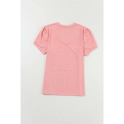 Rose Tan Fashion Petal Sleeve V Neck T Shirt