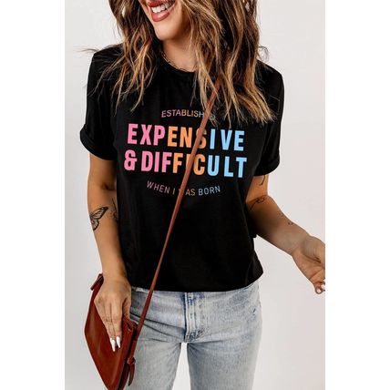 Black EXPENSIVE&DIFFICULT Graphic Tee