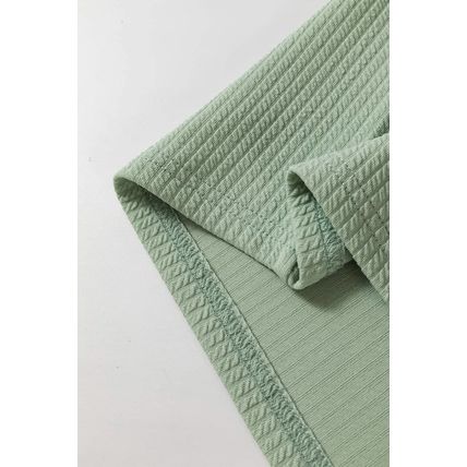 Clearly Aqua Solid Color Corded Drop Shoulder Long Sleeve Top