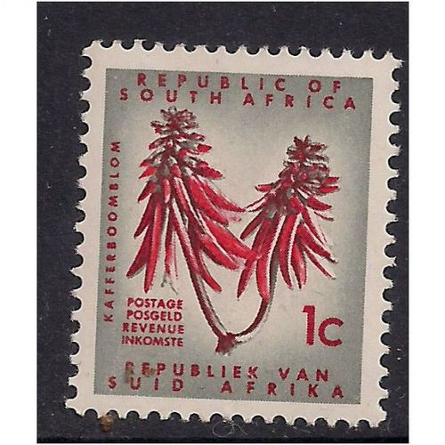 South Africa 1961 - 63 QE2 1ct UMM KAFFERBOOM FLOWER STAMP. ( F508 )