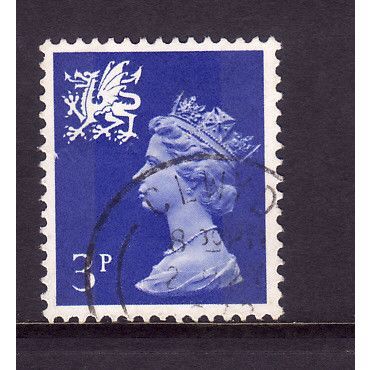 GREAT BRITAIN WALES 1971 SG W14 3p ULTRA MARINE 2 BAND FINE USED#3