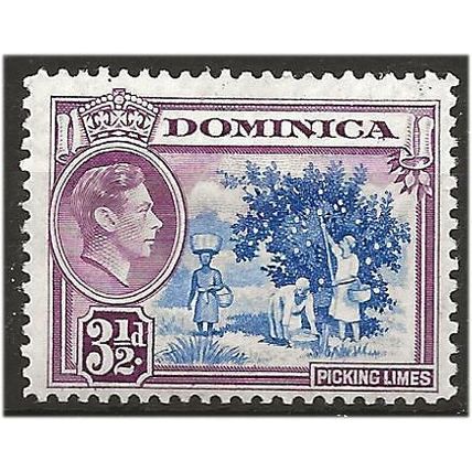 Dominica 1947 SG104a 3 1/2d Ultramarine & Purple Mounted Mint . .. .