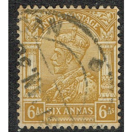 India 1911 6a Brown Olive SG178 FU