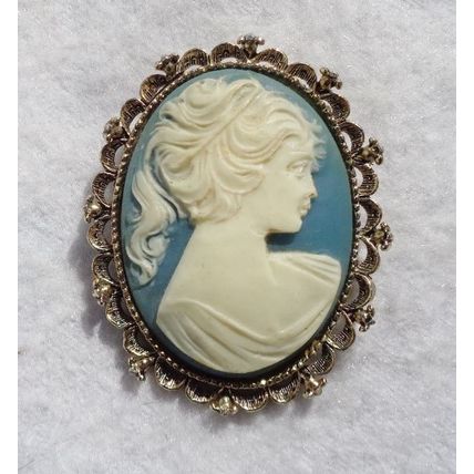 Female Cameo Brooch Pendant Combo Gerrys Pin Blue