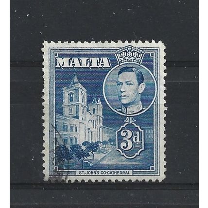 Malta.SG223a 3d St. John's Co-Cathedral (Blue).Fine Used.Apr25b