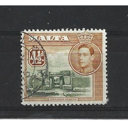Malta.SG224 4 1/2d Ruins at Mnajdra (Olive-Green&Yellow-Brown).Fine Used.Apr25m