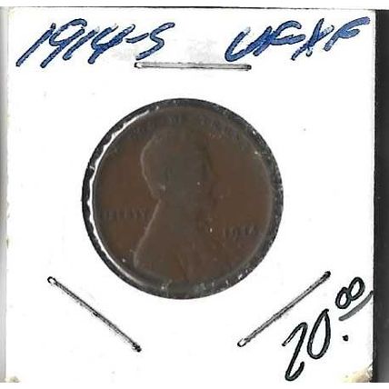 1914-S US Lincoln Cent VF/XF Grey Sheet $23.00