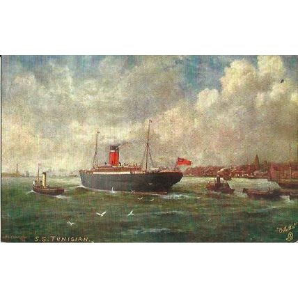 Allan Line SS TUNISIAN Tuck Oilette Postcard (9213)