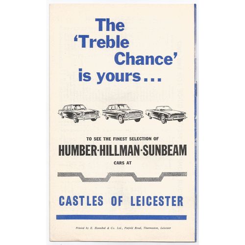 1966-67 LEICESTER CITY v SUNDERLAND (Near Mint Condition - No Writing)