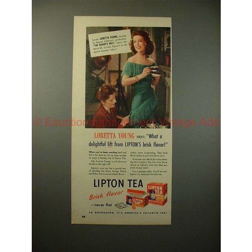 1948 Lipton Tea Ad w/ Loretta Young - A Delightful Lift