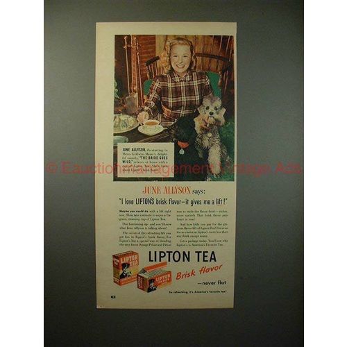 1948 Lipton Tea Ad w/ June Allyson - Gives Me a Lift!!