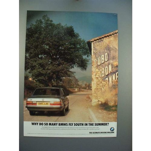1987 BMW 528i Car Ad - Fly South in the Summer