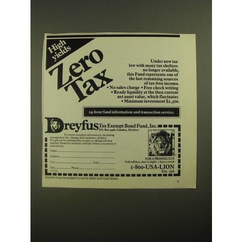 1987 Dreyfus Tax Exempt Bond Ad - High Yields