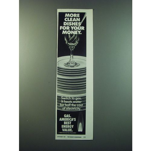 1988 AGA Amercian Gas Association Ad - More clean dishes for your money