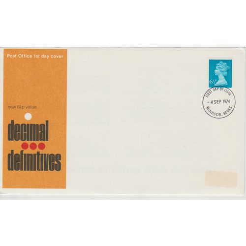 GB 1974 New 6.5p Definitive GPO FDC Windsor Berks pm see others