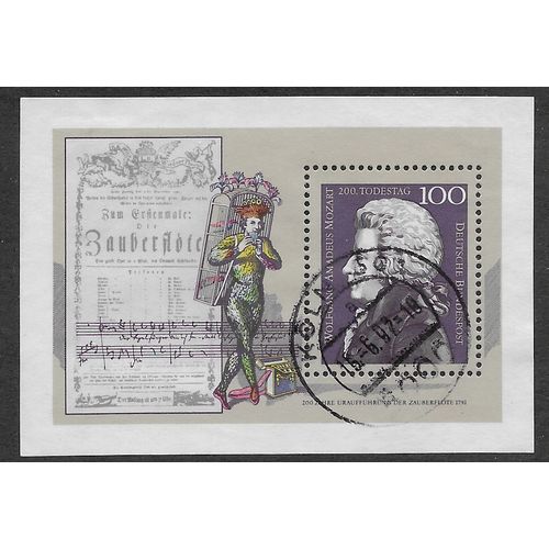 GER 1991 100pf 'WOLFGANG AMADEUS MOZART' M/S FINE USED (EBID53-735)