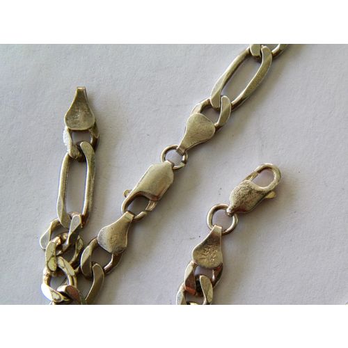 STERLING SILVER 18" FIGARO NECKLACE 6 1/4" BRACELET SET 7MM
