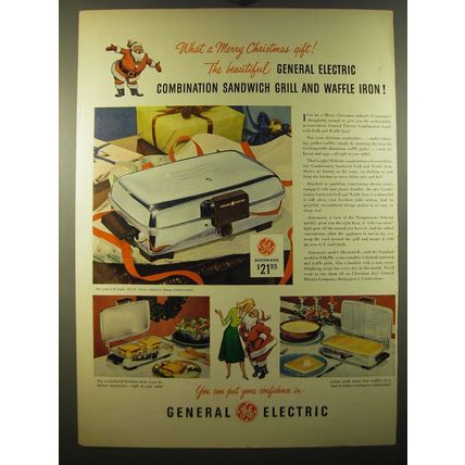 1950 General Electric Sandwich Grill and Waffle Iron Advertisement