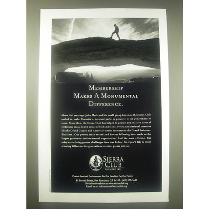 1999 Sierra Club Advertisement - Membership makes a monumental difference