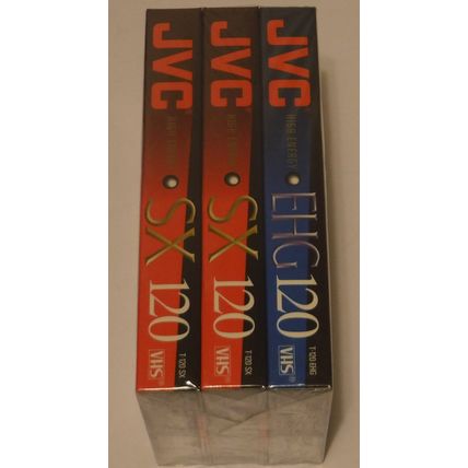 JVC 2 SX + 1 EHG 120 Minute Bonus Pack 3 Pack VHS Cassettes Sealed