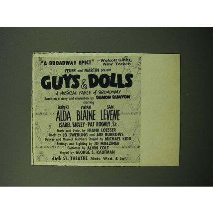 1950 Guys & Dolls Musical Advertisement - A Broadway Epic!