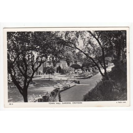 Town Hall Gardens Croydon Postcard 1957 RP Surrey