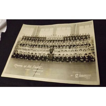 Queen of All Saints First Holy Communion 1956 B/W 14x11” Photo, Chicago IL