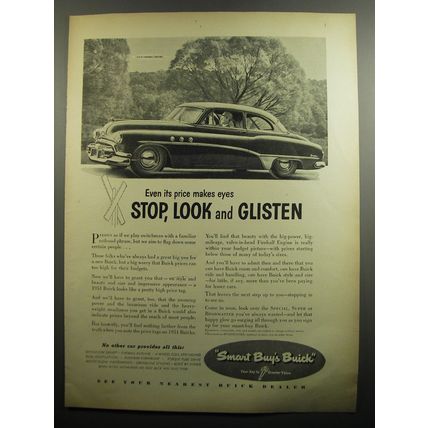 1951 Buick Cars Ad - Even its price makes eyes stop, look and glisten