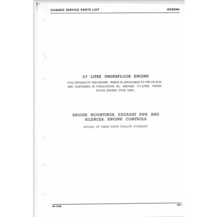 BMC FHK160 Commercial Vehicles Chassis Parts Catalogue 1963 AKD3441 PDF
