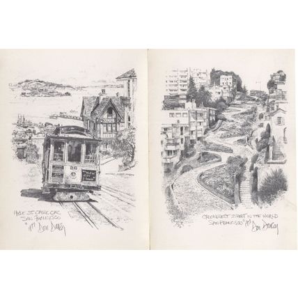 Don Davey San Fransisco Cable Car 2x Painting Postcard s