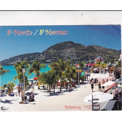 Philipsburg Boardwalk St Martin Antilles France Postcard posted corner crease
