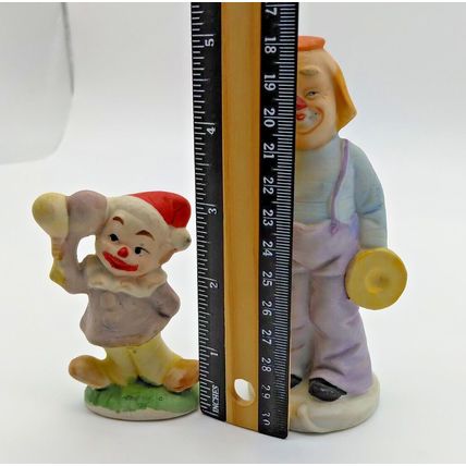 Musical Clown Duo! Holding Maracas & Cymbals - Ceramic/Porcelain - Adorable!