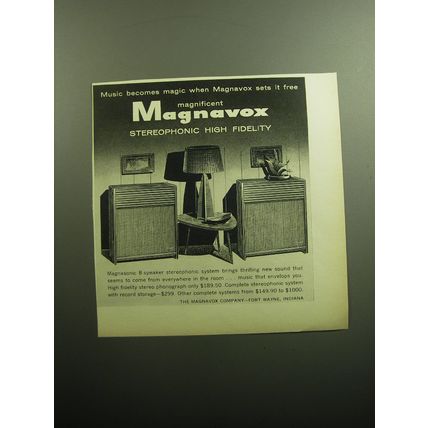 1958 Magnavox Magnasonic Stereophonic System Ad - Music becomes magic