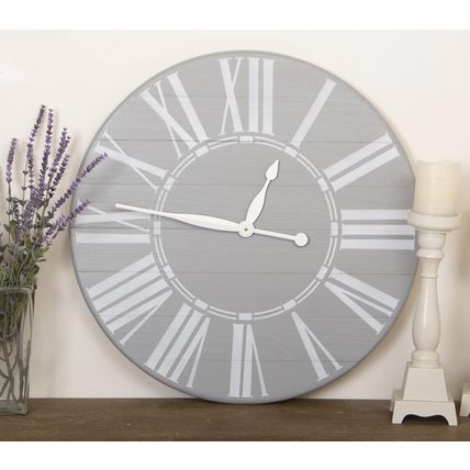 BrandtWorks 36" W x 36" H Farmhouse Clock-GRAY-ANALOG-NEW-SEALED-FAST SHIPPING
