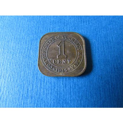 1945 GEORGE VI COMMISSIONERS OF CURRENCY MALAYA ONE CENT FREE POST. (ebid)
