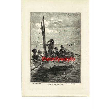 Castles In The Air, Children in Boat, D Carr, Book Illustration (Print), 1890