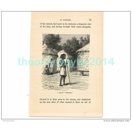 A SLAVE 'KEEPER', ZAMBIA, AFRICA, Book Illustration, c1883