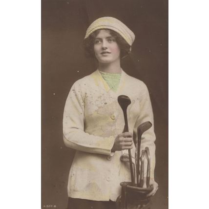 A British Beauty Playing Golf Glamour Antique Golfing Postcard Please Read