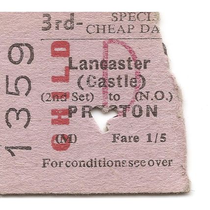 B.T.C. Edmondson Ticket - Lancaster Castle to Preston