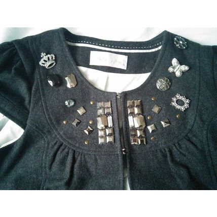 RIVER ISLAND Vintage waistcoat/bolero Charcoal grey wool-rich fabric. Size 12.