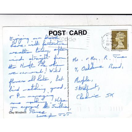 Janet Beckett Cley next the Sea Postcard posted 1996 VGC
