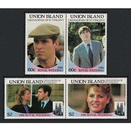 Union Island Royal Wedding Prince Andrew 4v pairs 1986 MNH Sc#228-231