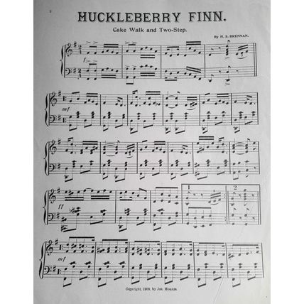 Huckleberry Finn Cake Walk; Two-step - sheet music, 1914 original