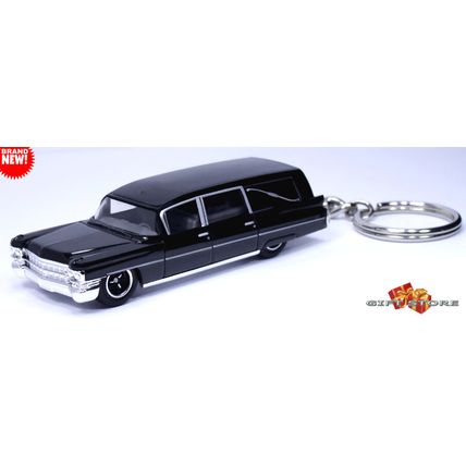 RARE KEYCHAIN BLACK CADILLAC FLEETWOOD HEARSE ✝️ FUNERAL GOTHIC COACH