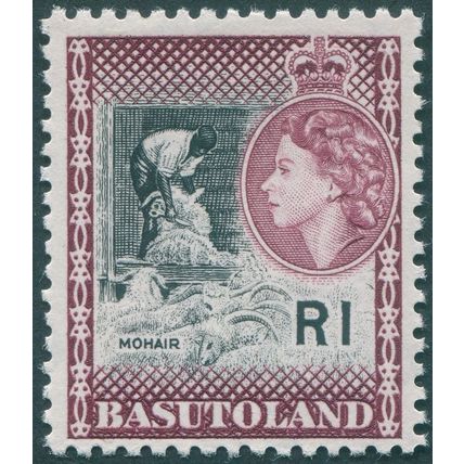 Basutoland 1963 1r black & maroon SG79 unused