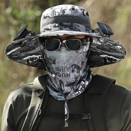 2025 Solar Fan Fishing Hat Outdoor Sun Hat Dual Power Powered Cooling Cap