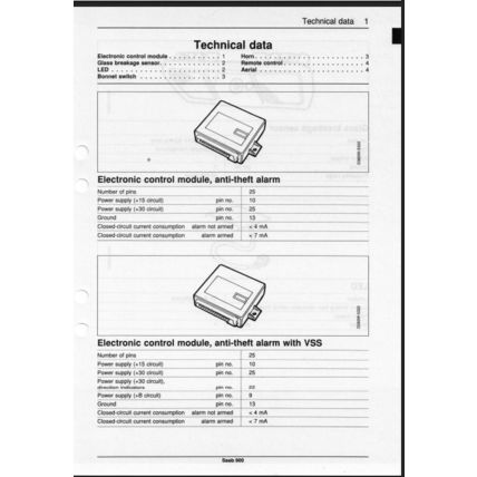 Saab 900 Anti Theft Alarm With VSS Workshop Manual 1996 199525846 PDF