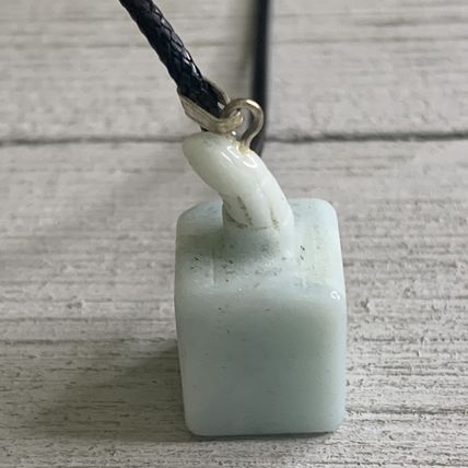 Amazonite Stone Carved Perfume Bottle Pendant Necklace Adjustable Cord Chain 20"