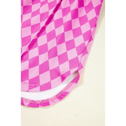 Pink Geometric Print Active Casual Shorts with Slits