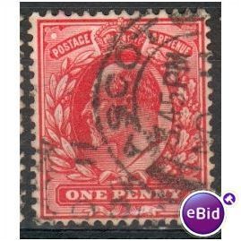 GB stamps 1902-10 KEV11 - 1d SG219 Ascot 3